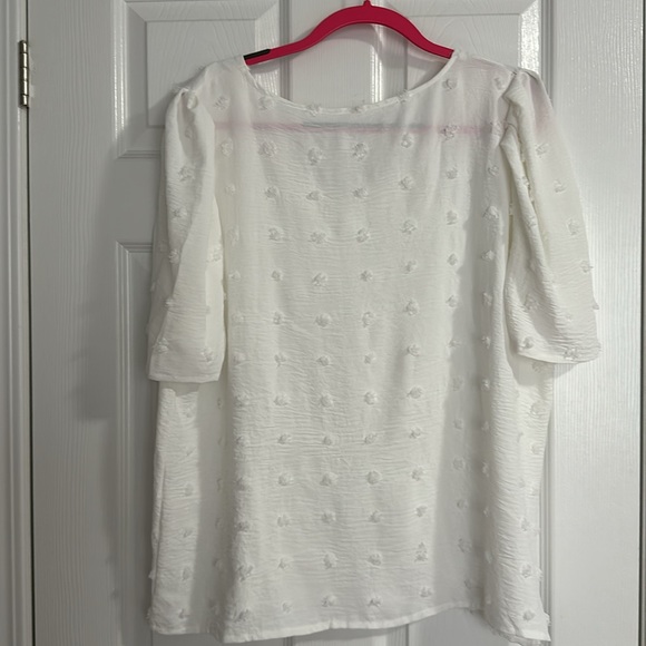 Pom Pom V-neck Puff Sleeve Blouse - Picture 4 of 5